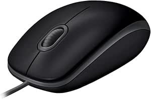Logitech B110 Silent Wired Mouse, USB Optical Computer Mouse with 90% Noise Reduction, Ambidextrous Ergonomic Design, Plug and Play for PC, Mac, Laptop, Chromebook - Black